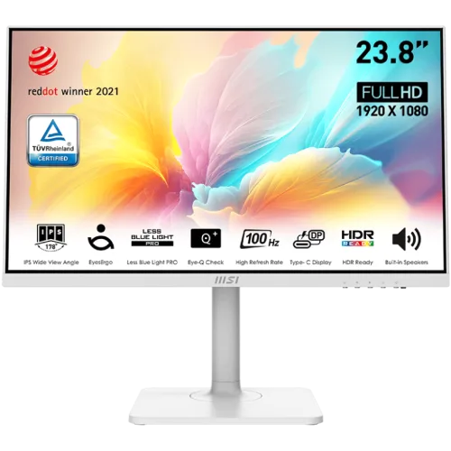 MSI Modern MD2412PW 21.45 Inch FHD VA Monitor 1920x1080 100Hz 1ms 4000:1 EyesErgo Adaptive-Sync - MODERN MD2412PW