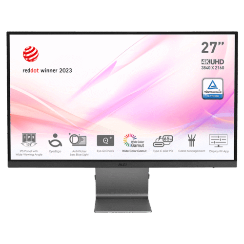MSI Modern MD271UL 27 Inch 4K UHD IPS Monitor 3840x2160 60Hz USB-C 65W PD 99% DCI-P3 EyesErgo - MODERN MD271UL