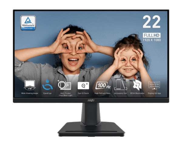 1024 MSI PRO MP225V 21.45" Full HD VA 100Hz Monitor with 4000:1 Contrast, EyesErgo, Adaptive-Sync - PRO MP225V
