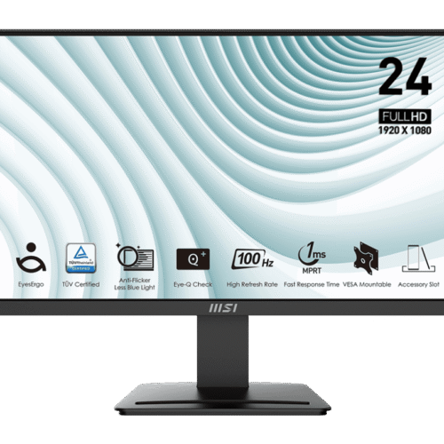 MSI PRO MP2412 23.8" Full HD VA 100Hz Monitor with 4000:1 Contrast, Eye-Q Check, Tool-Free Design - PRO MP2412