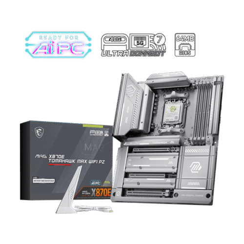 MSI MAG X870E TOMAHAWK MAX WIFI PZ ATX White Motherboard AMD X870E DDR5 Wi-Fi 7 USB4 PCIe 5.0 - MAG X870E TOMAHAWK MAX WIFI PZ