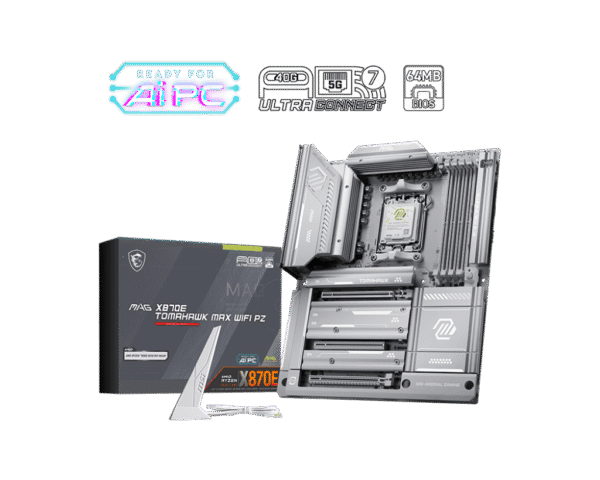 MSI MAG X870E TOMAHAWK MAX WIFI PZ ATX White Motherboard AMD X870E DDR5 Wi-Fi 7 USB4 PCIe 5.0 - MAG X870E TOMAHAWK MAX WIFI PZ