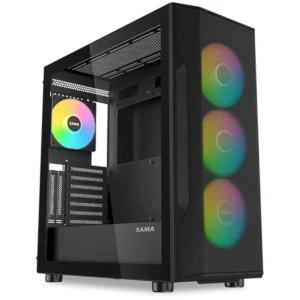 1740576091-B1_Main_0001_1600x SAMA S40 Mesh Front Mid-Tower with 4 ARGB PWM Fans Black - S40-BKAPA4X1-GL