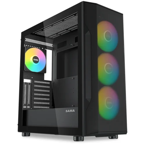 SAMA S40 Mesh Front Mid-Tower with 4 ARGB PWM Fans Black - S40-BKAPA4X1-GL