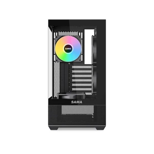 2 SAMA V40 270-Degree Dual Glass Mid-Tower with 6 ARGB Fans Black - V40-BKADA6X1-GL