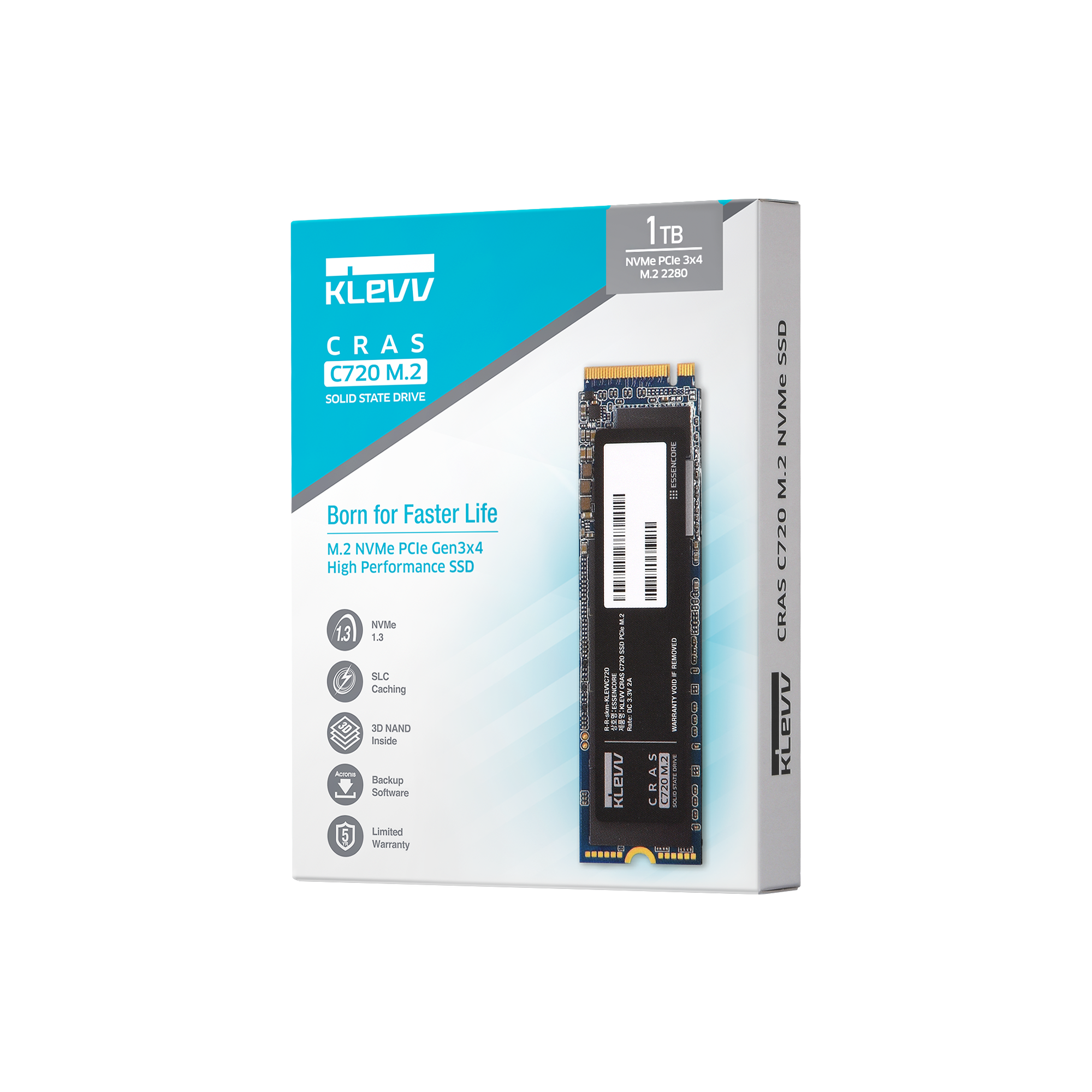 Klevv Cras C720 1TB M.2 NVMe PCIe Gen3x4 SSD 3400MB/s 3D TLC NAND – K01TBM2SP0-C72...
