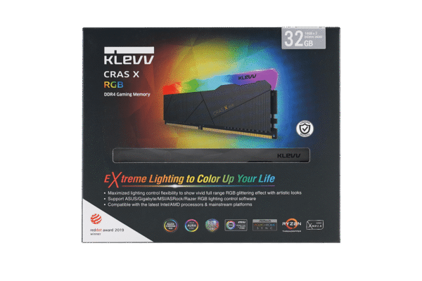 20 Klevv Cras X RGB DDR4 32GB (2x16GB) 3200 MHz Gaming Memory - KD4AGU880-32A160X