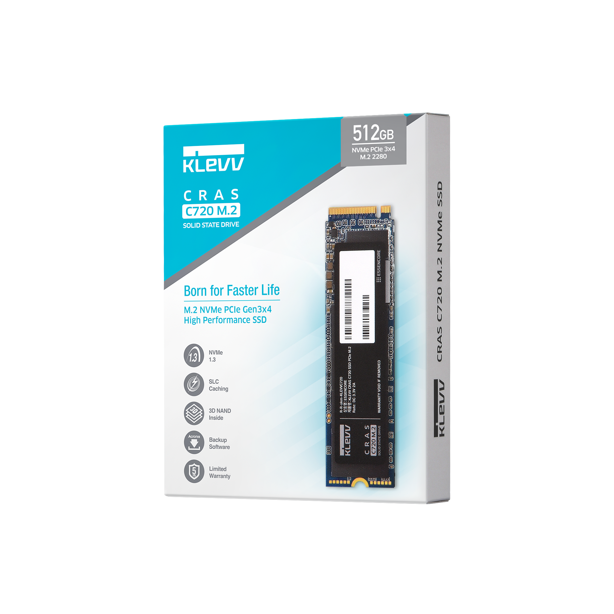 Klevv Cras C720 512GB M.2 NVMe PCIe Gen3x4 SSD – K512GM2SP0-C72...
