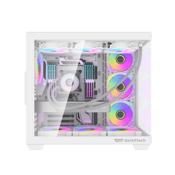 DarkFlash C285P V2 Dual Chamber ATX PC Case Tempered Glass - C285P-V2 Black | White