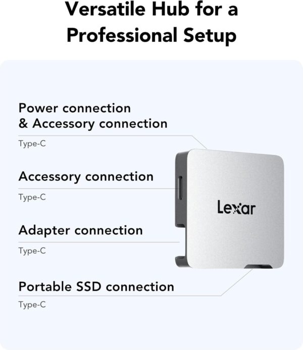 Lexar Professional Go Portable SSD with Hub SL400 2TB Silver USB 3.2 Gen 2 1050MB/s IP65 - LSL400S002T-RNSNG