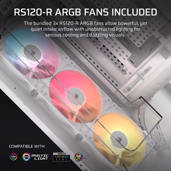 4 CORSAIR AIR 5400 RS-R ARGB Tempered Glass Mid-Tower White - CS-CC-9011319-WW