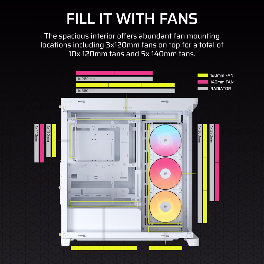 CORSAIR FRAME 4500X RS-R ARGB Curved Tempered Glass Mid-Tower White - CS-CC-9011315-WW 6 CORSAIR FRAME 4500X RS-R ARGB Curved Tempered Glass Mid-Tower White - CS-CC-9011315-WW - Image 6