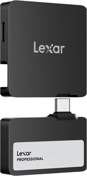 Lexar Professional Go Portable SSD with Hub 1TB USB 3.2 Gen 2 1050MB/s Read 1000MB/s Write 4-Port 10Gbps IP65 Black - LSL400S001T-RNBNG