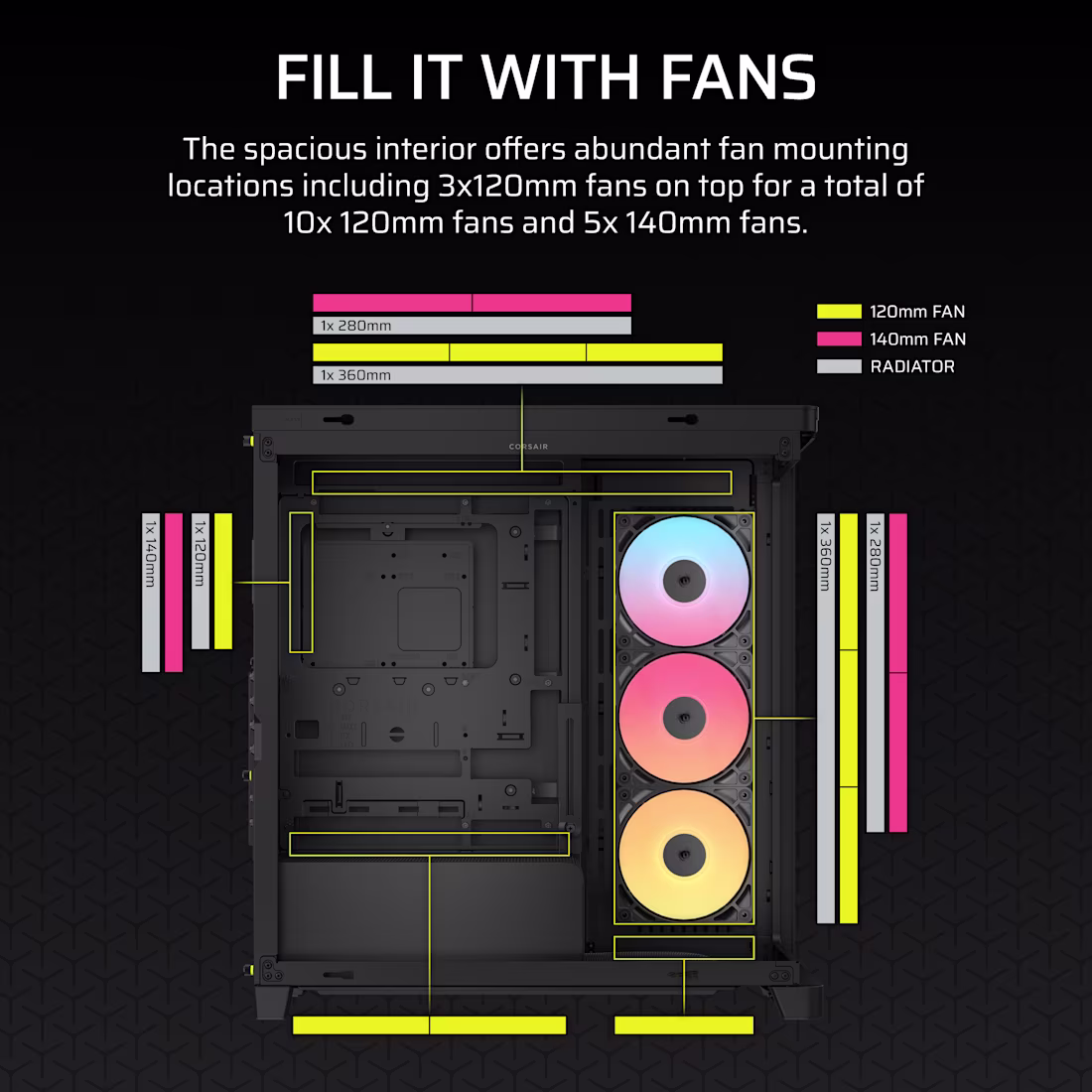 CORSAIR FRAME 4500X RS-R ARGB Curved Tempered Glass Mid-Tower Black - CS-CC-9011314-WW 5 CORSAIR FRAME 4500X RS-R ARGB Curved Tempered Glass Mid-Tower Black - CS-CC-9011314-WW - Image 5