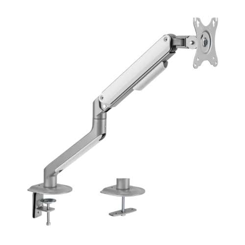 Brateck LDT63 Dual Spring-Assisted Monitor Arm 17-32 inch Dual Screen Matte Silver Clamp/Grommet - Brateck-LDT63-C024 Silver
