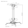 Brateck PRB-18S Universal Ceiling Projector Mount up to 13.5kg Height Adjustable White - Brateck-PRB-18S White