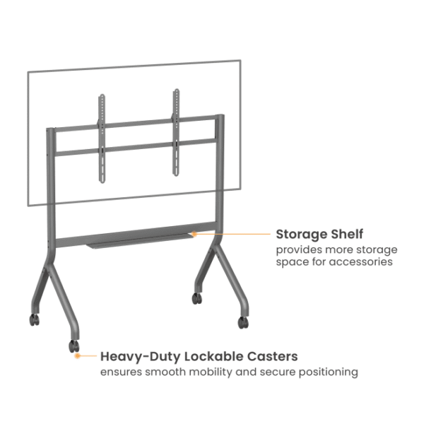6809fdcd98659f9307384bef Brateck TTF19 SlimLift Heavy-Duty Mobile TV Cart up to 110 Inch 120kg Gunmetal Grey - Brateck-TTF19-612FW