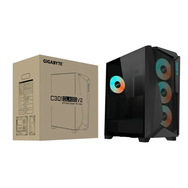 GIGABYTE C301 GLASS V2 Tempered Glass Mid-Tower Black - GP-C301G-V2