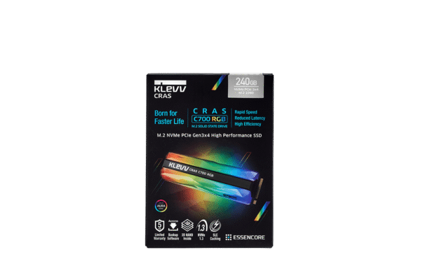 Klevv CRAS C700 RGB M.2 2280 NVMe SSD 240GB/480GB/960GB PCIe Gen3x4 - K960GM2SP0-C7R