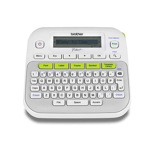 Brother PT-D210 Compact Label Printer with TZe Laminated Tapes, 12mm, 20mm/sec, QWERTY, LCD Preview, 30 Memory - DPT-210+TZE231V2