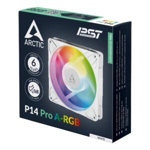 ARCTIC P14 Pro A-RGB White 140mm PWM Fan High Static Pressure 2500 RPM Daisy-Chain - ACFAN00318A