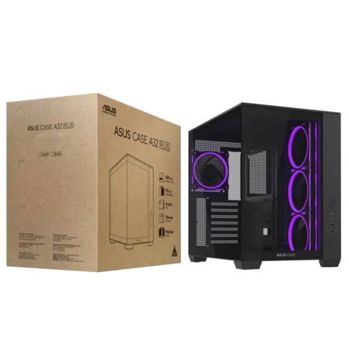 ASUS A32 PLUS 270-Degree Panoramic Glass Mid-Tower Black - A32 PLUS TG ARGB BLACK