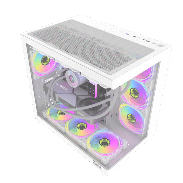 DarkFlash C285P V2 Dual Chamber ATX PC Case Tempered Glass - C285P-V2 Black | White