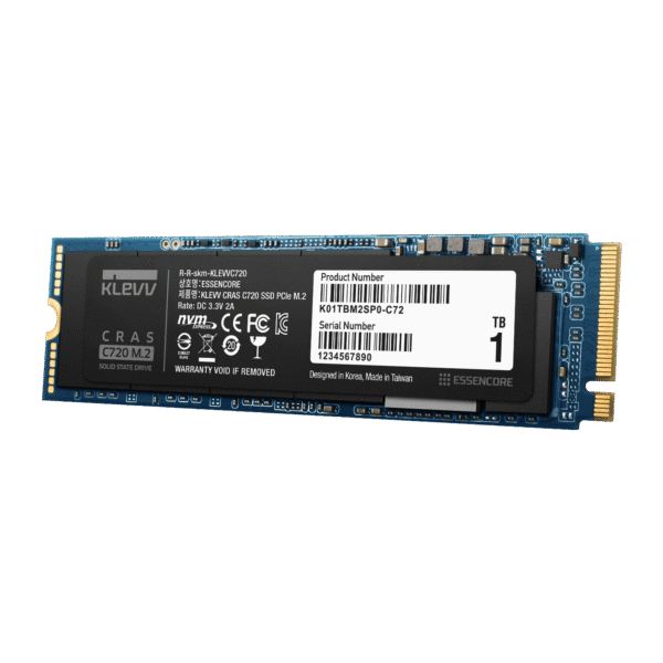 C720_1TB_1 Klevv Cras C720 1TB M.2 NVMe PCIe Gen3x4 SSD 3400MB/s 3D TLC NAND - K01TBM2SP0-C72