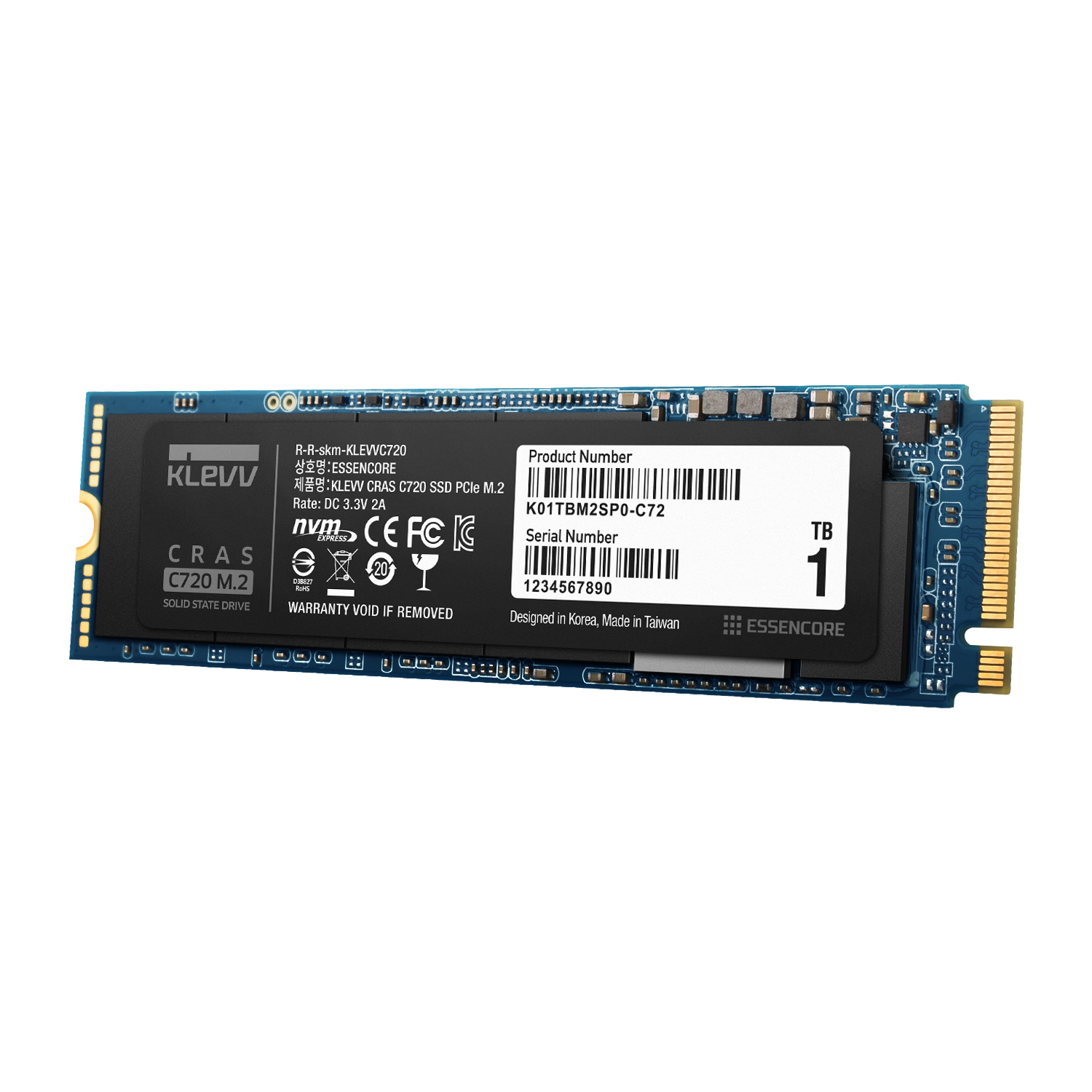 Klevv Cras C720 1TB M.2 NVMe PCIe Gen3x4 SSD 3400MB/s 3D TLC NAND - K01TBM2SP0-C72 3 Klevv Cras C720 1TB M.2 NVMe PCIe Gen3x4 SSD 3400MB/s 3D TLC NAND - K01TBM2SP0-C72 - Image 3