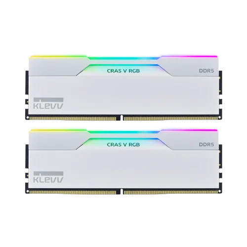 KLEVV CRAS V RGB 32GB (2x16GB) DDR5 6000MHz CL30 White UDIMM Memory Kit - KD5AGUA80-60A300J