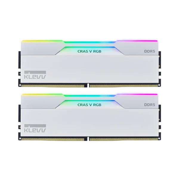 KLEVV CRAS V RGB 32GB (2x16GB) DDR5 6000MHz CL30 White UDIMM Memory Kit - KD5AGUA80-60A300J