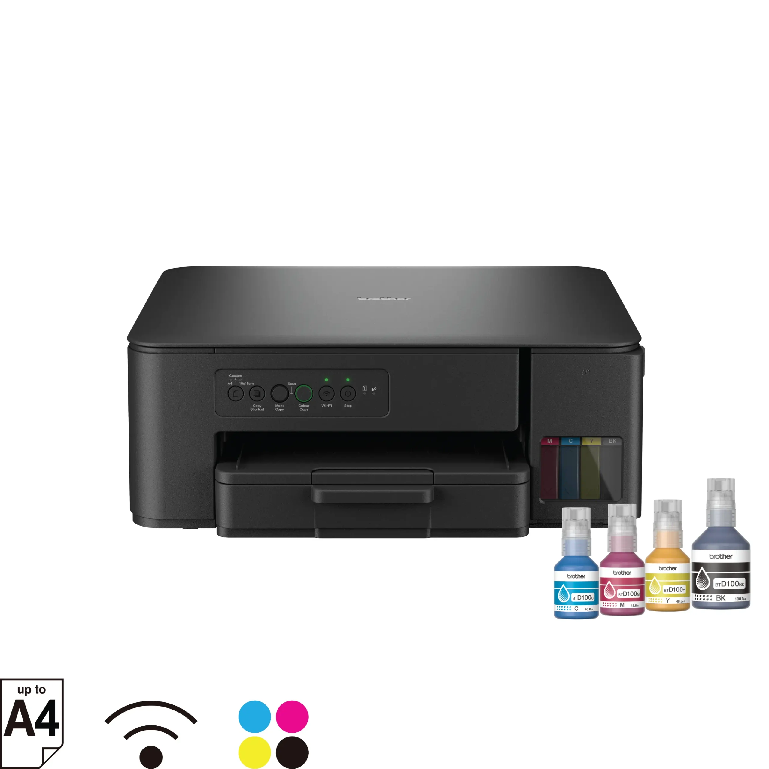 Brother DCP-T430W Ink Tank All-in-One Inkjet Printer – Print/Scan/Copy, Wi-Fi, 16ipm Mono/9ipm...
