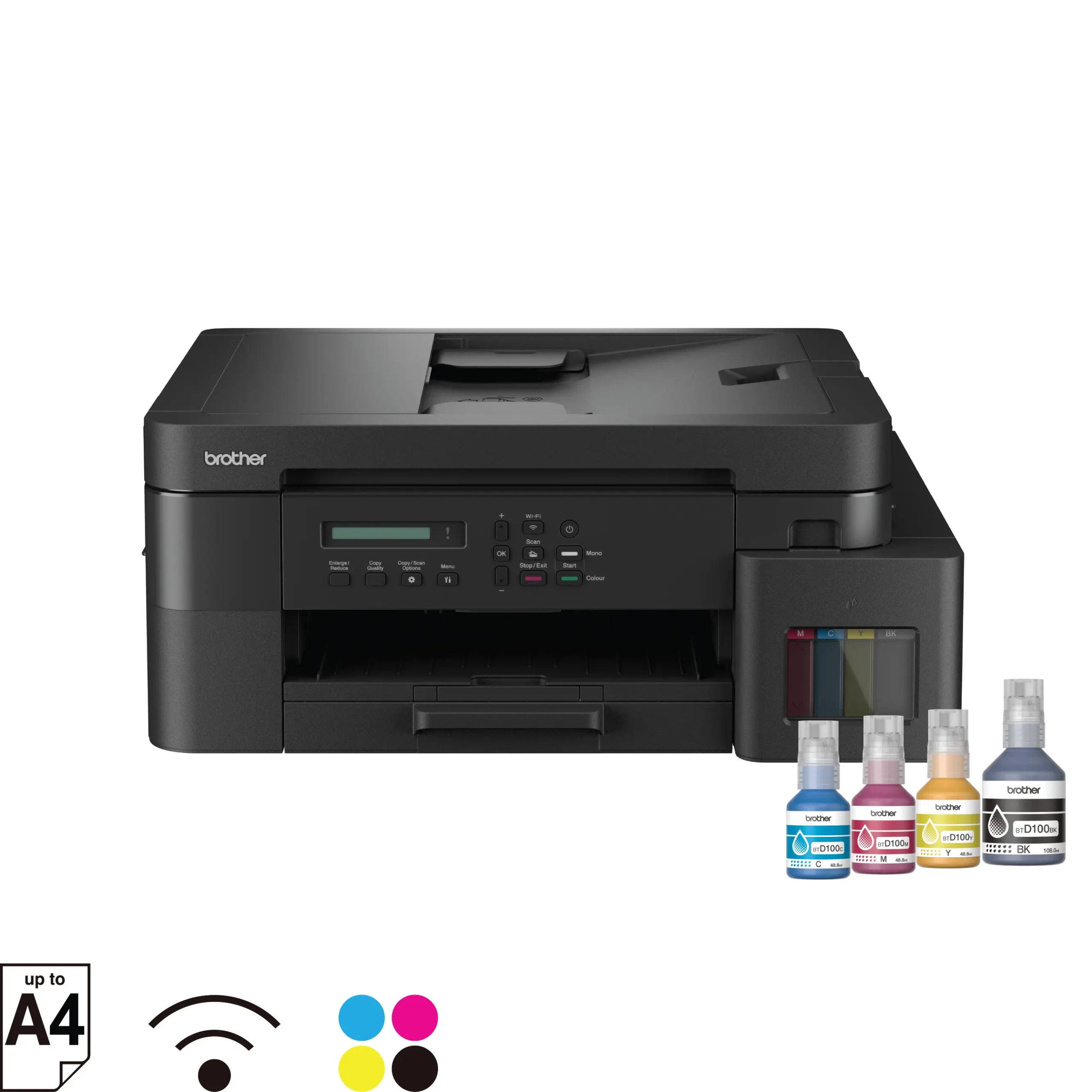 Brother DCP-T830DW ADF Ink Tank All-in-One Inkjet Printer – Print/Scan/Copy, Auto Duplex, 17ipm Mono/16.5ipm Color, 230-Sheet Input, 7500/5000 Page Yield – DCP-T830DW