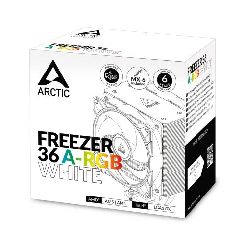 ARCTIC Freezer 36 A-RGB White Dual-Tower CPU Cooler Intel LGA1851 LGA1700 AMD AM5 AM4 - ACFRE00125A