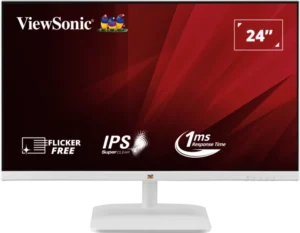 ViewSonic VA2432-H-W 24 Inch Full HD IPS Monitor 100Hz 1ms HDMI VGA Built-in Low Blue Light 3-Side Borderless White - VA2432-H-W (White)
