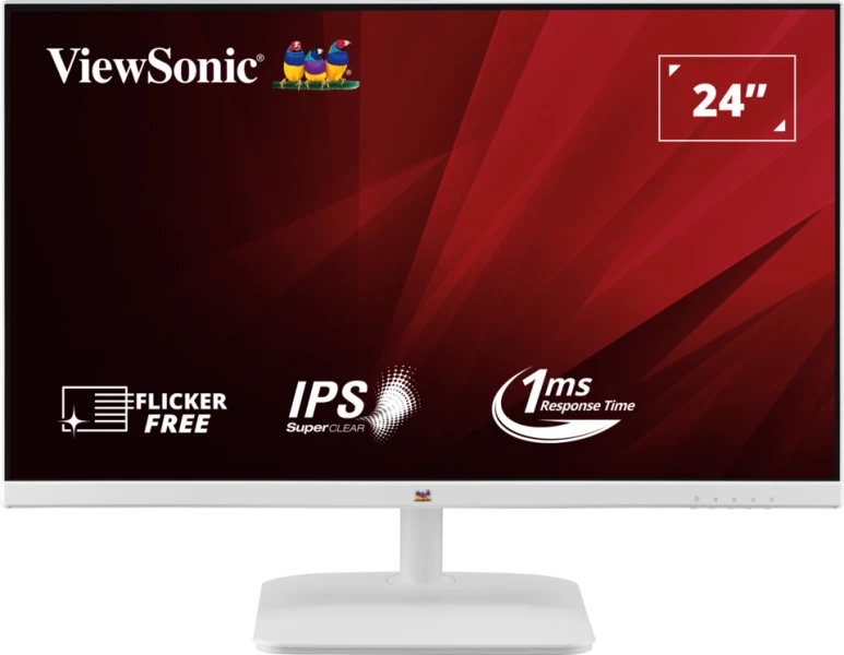 ViewSonic VA2432-H-W 24 Inch Full HD IPS Monitor 100Hz 1ms HDMI VGA Built-in Low Blue Light 3-Side Borderless White – VA2432-H-W (White)