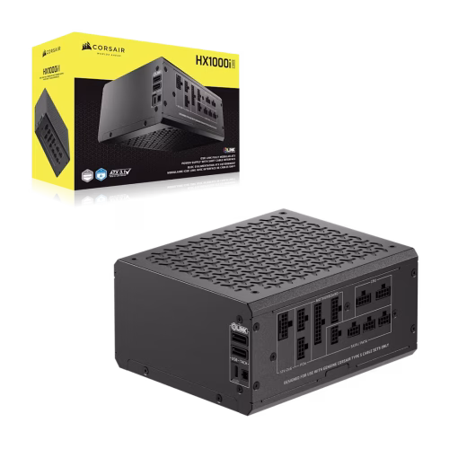 Corsair iCUE LINK HX1000i SHIFT 1000W ATX 3.1 Fully Modular PSU, Cybenetics Platinum, Side-Mounted SHIFT Connectors, Native 12V-2x6 - CP-9020265-NA