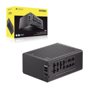 Corsair HX1500i SHIFT 1500W ATX 3.1 Fully Modular PSU, Cybenetics Platinum, Digital DSP, Dual Native 12V-2x6, iCUE LINK Hub, Side SHIFT Connectors - CP-9020269-NA