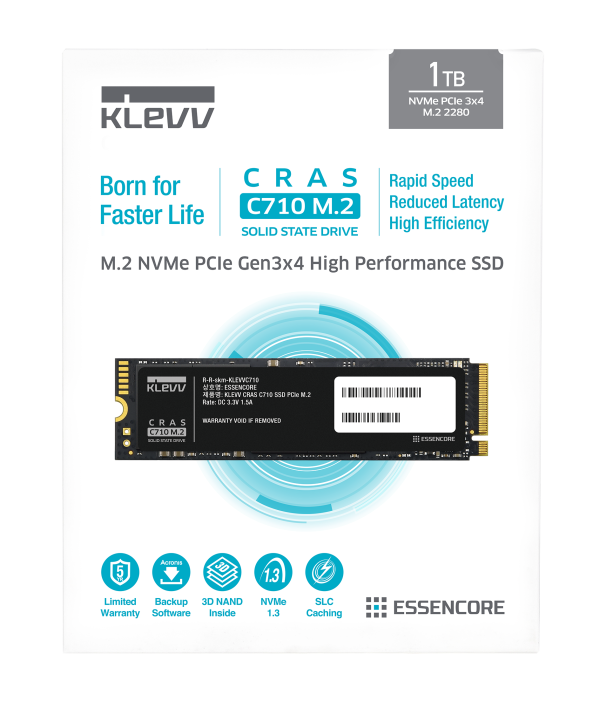 Klevv Cras C710 M.2 2280 NVMe SSD 256GB/512GB/1TB PCIe Gen3x4 - K01TBM2SP0-C71
