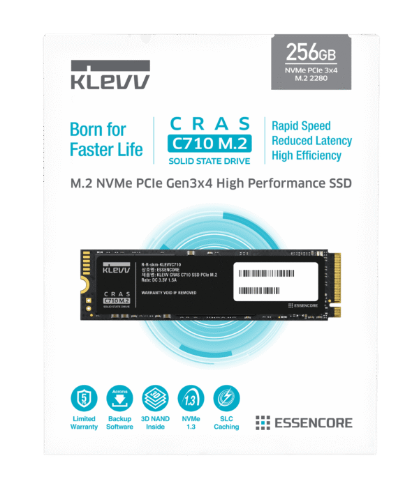 Klevv Cras C710 M.2 2280 NVMe SSD 256GB/512GB/1TB PCIe Gen3x4 - K256GM2SP0-C71