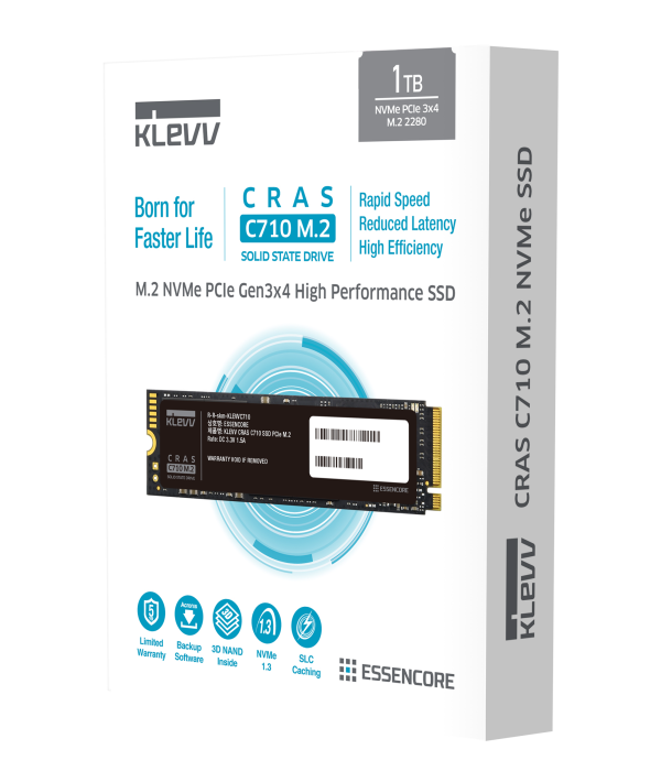 Klevv Cras C710 M.2 2280 NVMe SSD 256GB/512GB/1TB PCIe Gen3x4 - K01TBM2SP0-C71