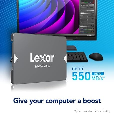 Lexar NS100 256GB 2.5 Inch SATA III SSD Up to 520MB/s Read 440MB/s Write Shock Vibration Resistant - LNS100-256RB
