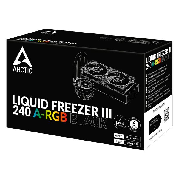 ARCTIC Liquid Freezer III Pro 240 A-RGB Black AIO CPU Cooler 38mm Radiator Intel LGA1851 LGA1700 AMD AM5 AM4 - ACFRE00182A
