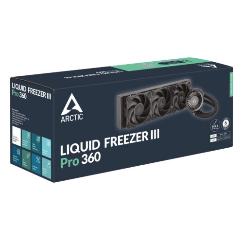 ARCTIC Liquid Freezer III Pro 360 Black AIO CPU Cooler 38mm Thick Radiator Intel LGA1851 LGA1700 AMD AM5 AM4 - ACFRE00180A