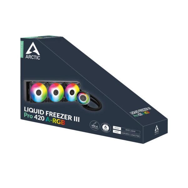 ARCTIC Liquid Freezer III Pro 420 A-RGB AIO CPU Cooler 38mm Thick Radiator Intel LGA1851 LGA1700 AMD AM5 AM4 - ACFRE00185A