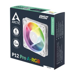 ARCTIC P12 Pro A-RGB White 120mm PWM Fan High Static Pressure 3000 RPM Daisy-Chain - ACFAN00311A