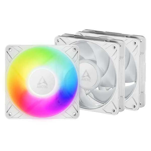 ARCTIC P12 Pro A-RGB White 120mm PWM Fan 3-Pack High Static Pressure 3000 RPM Daisy-Chain - ACFAN00326A