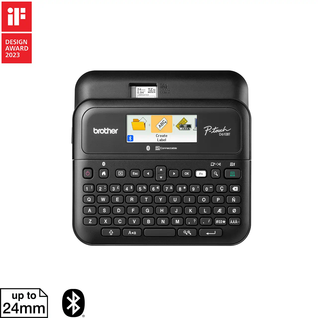 Brother PT-D610BT Professional Bluetooth Label Printer with USB, TZe Tapes up to 24mm, 30mm/sec, Aut...