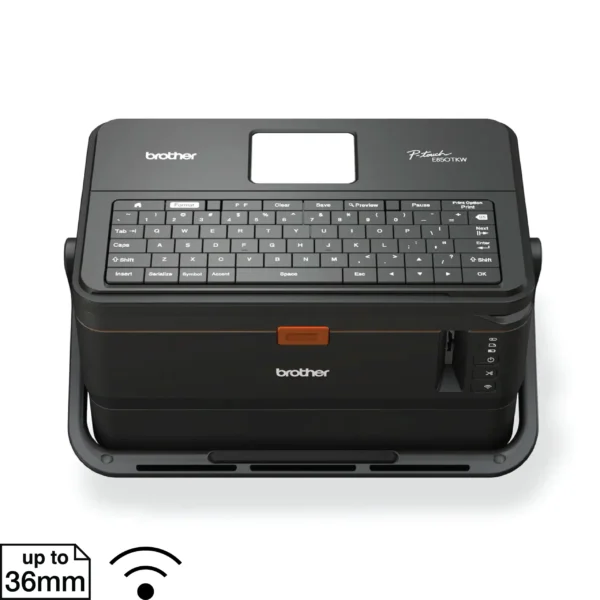 Brother PT-E850TKW Twin-Engine Industrial Tube & Label Printer, 36mm TZe, 360dpi, Wi-Fi, Auto Full/Half-Cut - PT-E850TKW