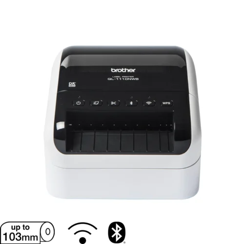 Brother QL-1110NWB 4-Inch Wide Network Label Printer with Wi-Fi/Bluetooth/LAN, 103mm DK, 300dpi, Crop Print, USB Host - QL-1110NWB